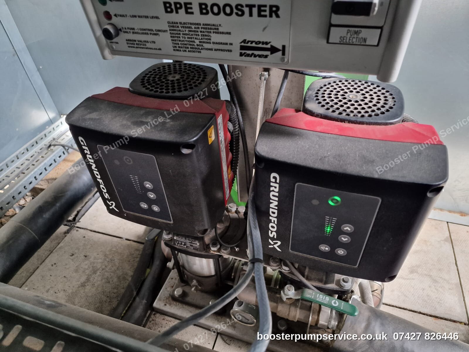 Twin booster pump set with stainless manifold